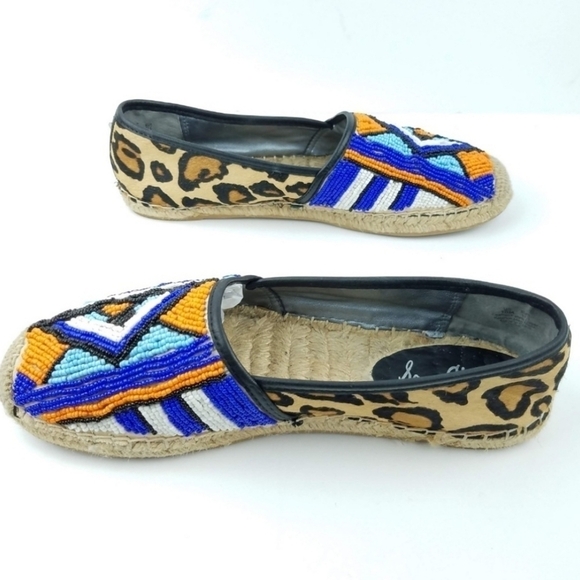 Sam Edelman Lida Espadrilles Beaded Pony Hair Skimmer Leopard Flat Size 7.5 - Picture 15 of 16